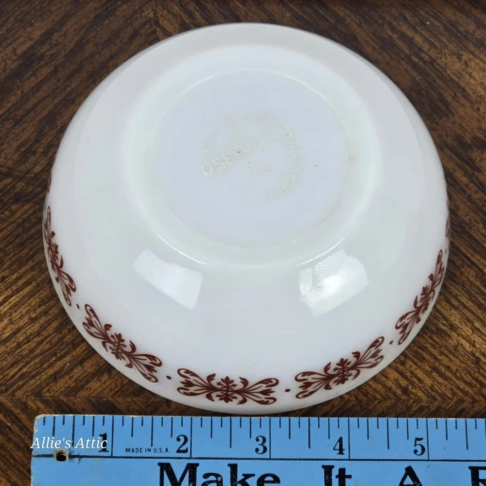 Fireking Anchor Hocking Cereal Bowl Milk Glass Brown Copper Filigree Vintage 5